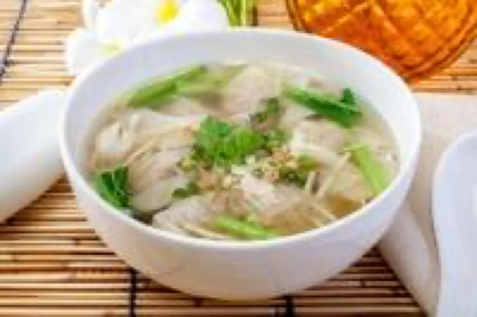 Soupe raviolis crevettes